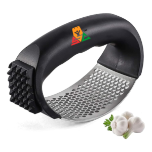 Stainless Steel Garlic Press | Durable Garlic Crusher & Ginger Presser for Kitchen (Black)
