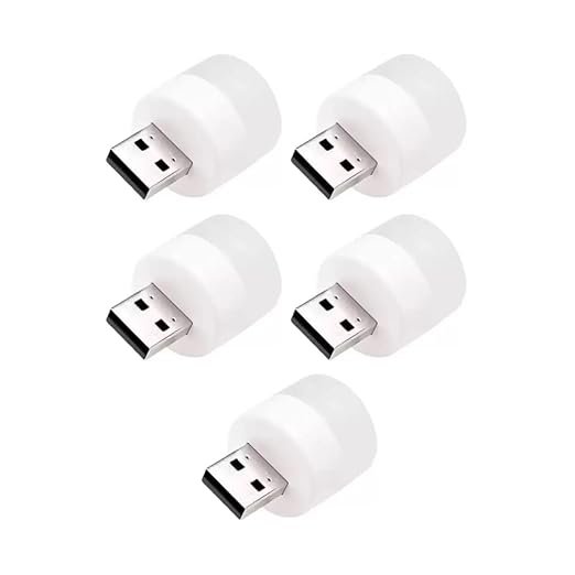 Mini USB LED Light (Pack of 5) | Plug-in Night Light Bulb for Bedroom, Bathroom, Kitchen, Car, and Laptop (Warm)