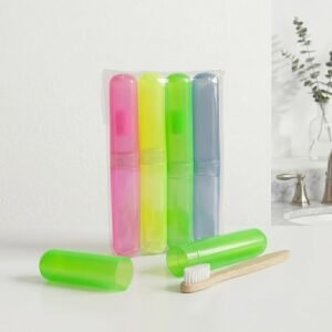 Plastic Toothbrush Container Cover Cap Holder Pack of 4 Multicolor Travel Brush Cap
