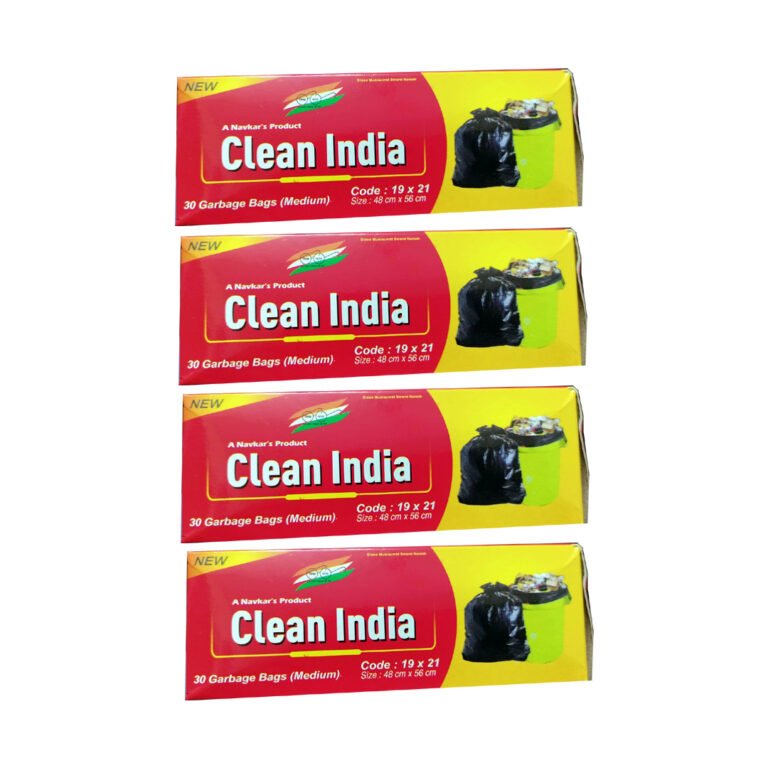Clean India Garbage Bags – Pack of 4 (30 Bags Each, Total 120) | Medium Size 19x21 Inches