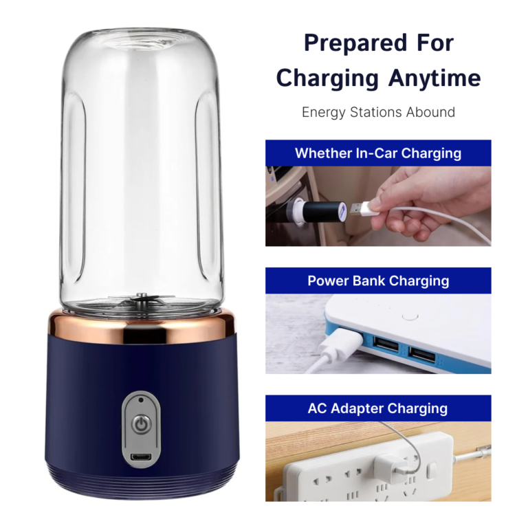 Portable Juicer Blender for Smoothies & Shakes, USB Rechargeable, Compact 300ml, 6-Blade Mini Blender for Travel, Gym & Home Use Hover Image