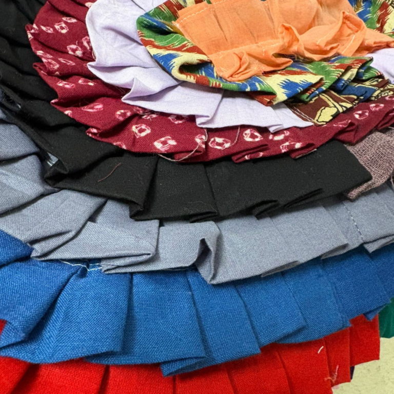 Handcrafted Multicolour Oval Ruffle Door Mat – Soft, Durable Fabric Mat for Home, Entryway & Bedroom Hover Image
